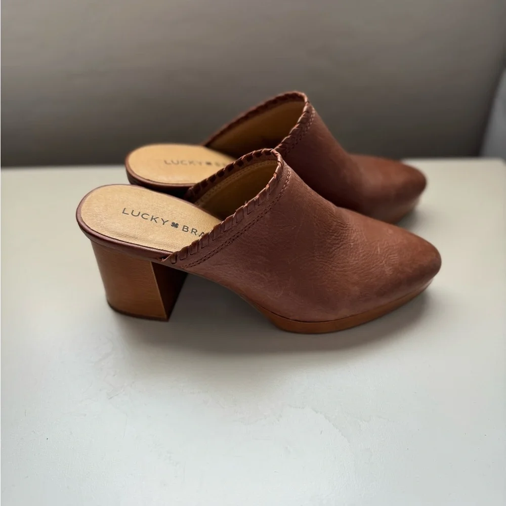 Lucky Brand Brown Leather Mules with Pointed Toe - Picture 5 of 5